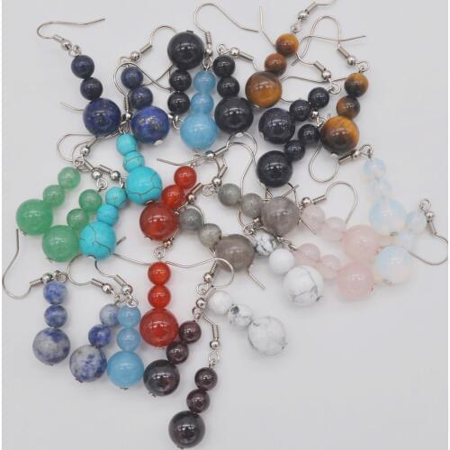 Sodalite/Green Aventurine/Lapis/Carnelian/Sandstone/Labradorite/Garnet /Opal/Howlite/Picture Stone GEM Earrings Jewelry 1 Pair