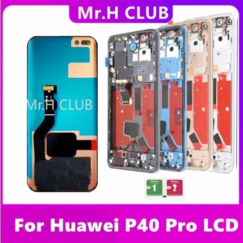 100% SUPER AMOLED LCD Display For Huawei P40 Pro LCD Touch Screen Digitizer Assembly For Huawei P40Pro Display Tested