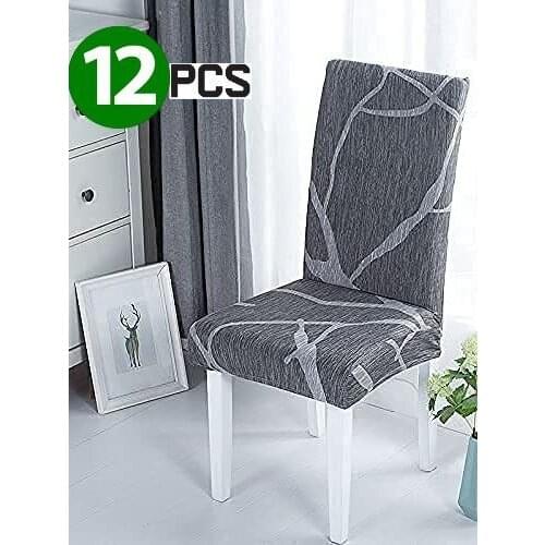 12 pcs Elastic Spandex Anti-Dirty Dining Chair Covers Spandex Washable Removable WeddingParty Dining Room Office Banquet Seat