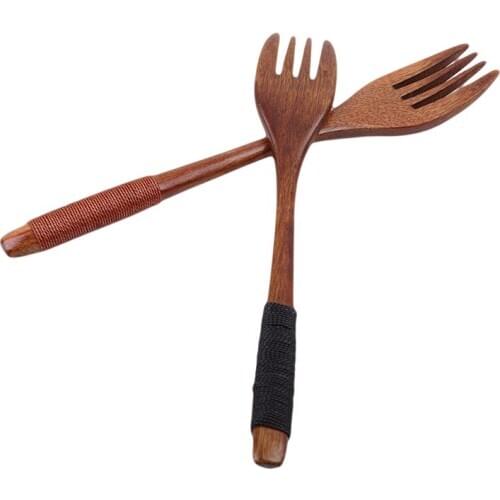 2PCS/Set Fashion Wooden Forks Dining Fork For Adult Child Dessert Fruit Tableware Fruite Dessert Kitchen Tools Meal Tableware