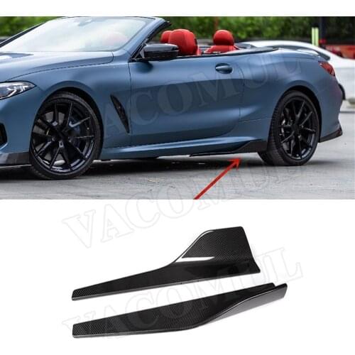 2Pcs Carbon Fiber Side Skirts Lips Bumper for BMW 8 Series G14 G15 G16 M Sport 2018 - 2021 Flaps Cupwings Splitters Extension