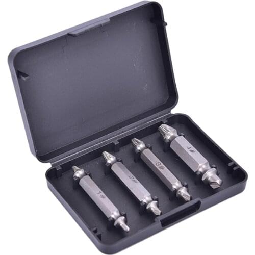 4Pcs Damaged Screw Extractor Remover Set Screws Bolt Extract Drill Bit Tool