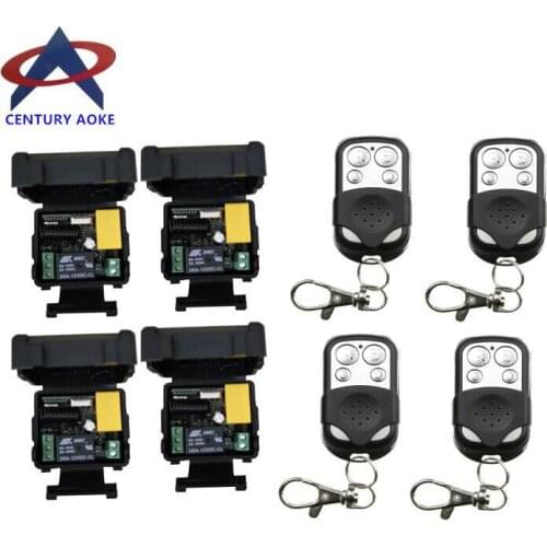 433MHZ New AC 220 v 1 ch RF mini smart wireless remote control switch 4 receiver +4 transmitter lighting