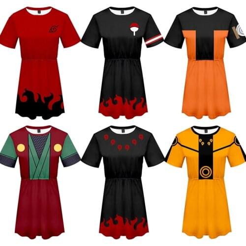 Anime Cosplay Shirt Dress Gown Short Sleeve T shirt Tees Uzumaki Akatsuki Haruno Sakura Shorts Disfraz Womens Clothes
