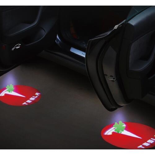 Car Door Welcome Light Modified LED Laser Logo Lamp Atmosphere Modification Light For Tesla Model 3 Accessories