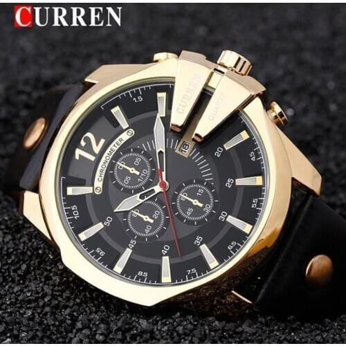 CURREN Mens Watches Brand Luxury Leather Casual Quartz Watch Men Military Sport Clock Gold Watch Relogio Masculino 8176