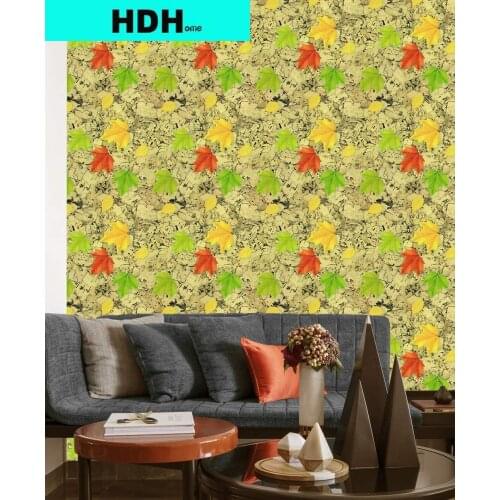 Floral Wallpaper Vinyl Wallpaper Paper for Wall Peel & Stick Wallpaper Colorful Maple Leaf Removable Self-Adhesive Wallpaper
