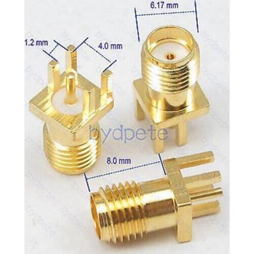 SMA female jack pin Connetor 0.47" 1.2mm Socket PCB Edge Mount Solder RF