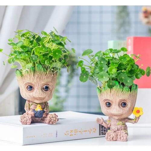 Flower Pot Home Pot Garden Planter Flower Pot Decoration Multifunction Storage Crafts ChildrenS Toy Pen Case Groot Flower Pot