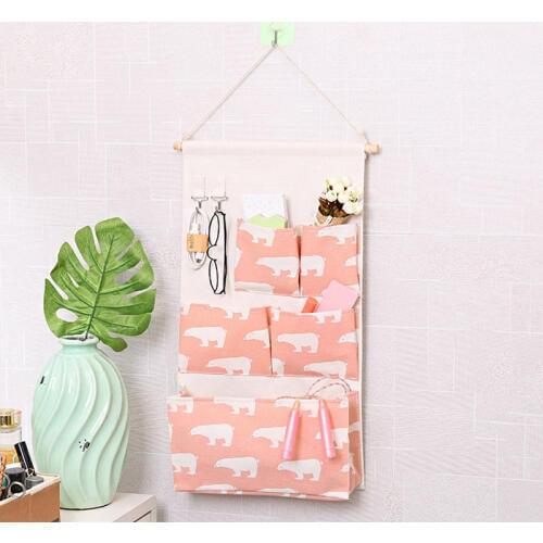 Hot Sale Multi Function Wall Storage Bag Hanging Multi Pockets Organizer 5 Pouch Waterproof Space Saving Bag for Kitchen Living