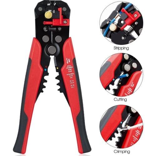 Multitool Wire Stripper 8'' Insulation Wire Stripper Cutter Crimping Tool Multi-function Automatic Cable Crimper Cutting Pliers