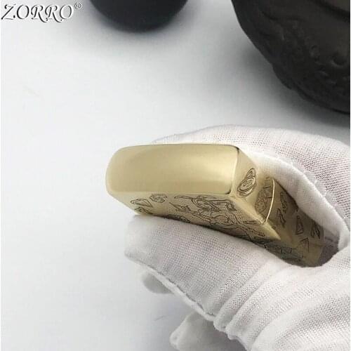 Zorro Kerosene Lighter Pure Copper Brass Carving Sexy Dutch Official Classic Pattern Gasoline Lighter Men Gift Outside Tool
