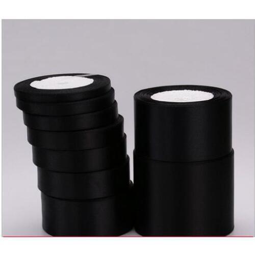 One Piece 25 Yards Black Silk Satin Ribbon For Wedding Party Decoration Gift Wrapping Apparel Accessories wholesales 6 mm-75 mm