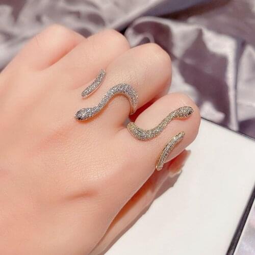Personality 925 Sterling Silver Elegant Open Snake Charm Finger Ring For Women Girls Party Wedding Jewelry jz111