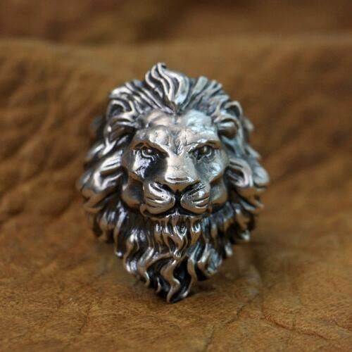 LINSION Huge 925 Sterling Silver King of Lion Ring Mens Biker Punk Ring TA128 US Size 8~15
