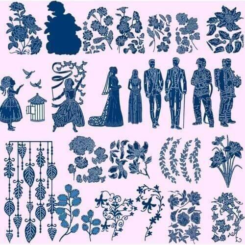 Bride and Groom Wedding Flower Metal Cutting Dies Stencils For DIY Scrapbooking Decoration Embossing Supplier Handcraft Die Cut