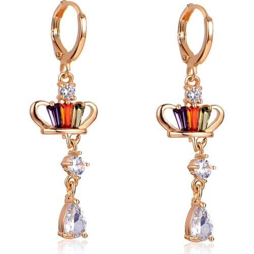 Fashion Long Tassel Shining Colourful Cubic zirconia Geometric Element Irregular Metal Ear clip For Women Girl Party Jewely Gift