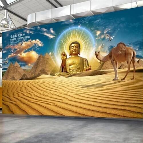 Customized Wallpaper 3d Mural Desert Camel Egyptian Buddhist Mural Creative Living Room TV Background Wall Decorative Painting