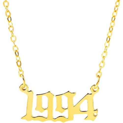 Birth Year Number Necklace For Women Stainless Steel Gold Charm1980-2020Year Necklace Birthday Jewelry Gift Womens Jewelry