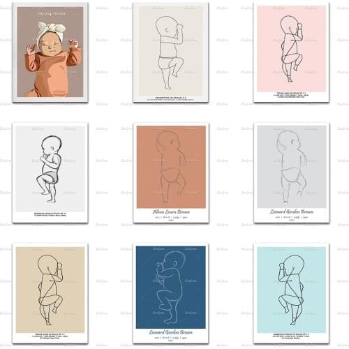 Drawn Newborn Illustrations,Birth Gifts, Birth Posters, Valentines Day Gifts,Kindergarten Decorations, Nursery Decor,Baby Poster