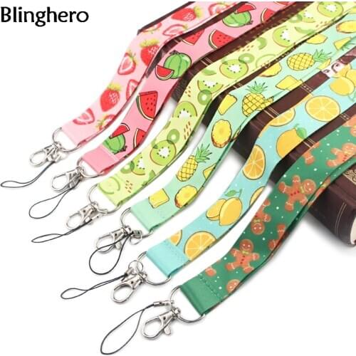 Blinghero Mix Fruit Lanyard for Keys Cute Watermelon Lemon Phone Strap Pineapple Strawberry ID Badge Holder Fashion Gift BH0417