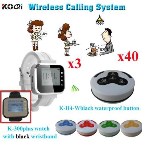 Watch Paging System Wirst Watch K-300plus With 4key Button K-H4-W(3pcs watch pager + 40pcs call bell )