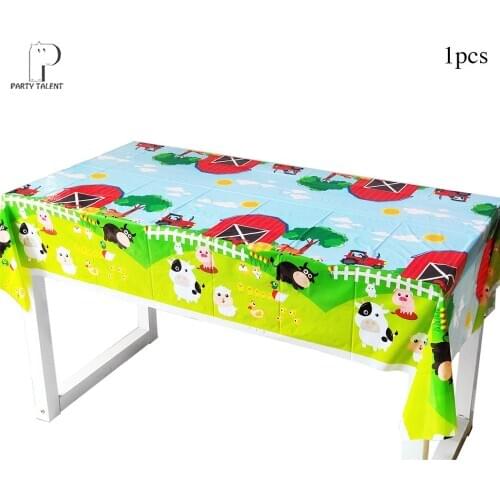 Boys Kids Farm Animal Theme Tablecloth Cover Birthday Party Tableware Balloon Candy Box Flag Plate Cup Party Supplies