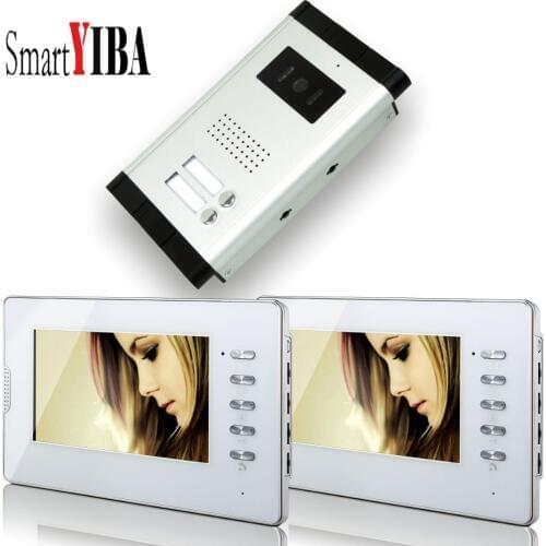 SmartYIBA 7" Apartment Video Intercom Doorbell System IR Camera 2 button For 2 Families