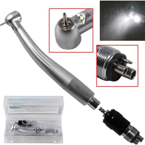 Dental LED E-generator handpiece Fiber Optic Big Torque Push Button Turbine 4Hole Quick Coupler Fit NSK