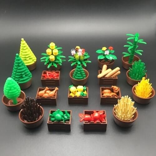 City Creator Building Blocks Bloques Garden Plant Food Fruit Ornament Street View Toys Moc Accessories Bricks Parts for Children