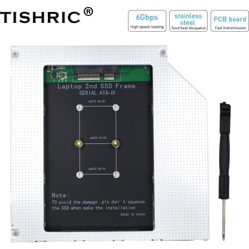 TISHRIC Msata 2nd Hdd Caddy SSD DVD Hard Disk Case To SATA 9.5mm 12.7mm Hard Drive Case For Laptop CD-ROM DVD-ROM Optical Bay
