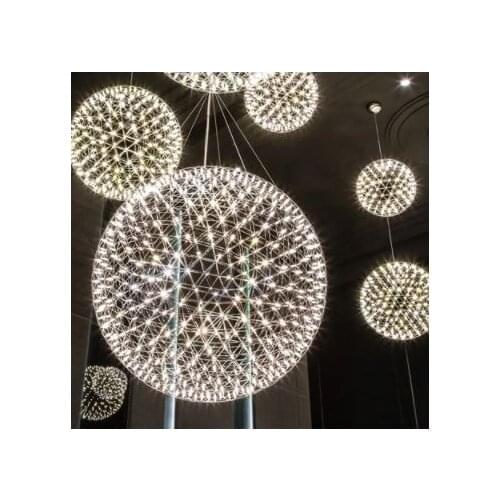 Creative stainless steel LED chandelier, suitable for 60/80 cm diameter Pendente de Teto firework ball