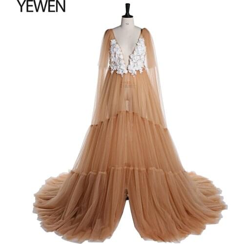 Maternity Tulle Dress For Photo Shoot Maternity Photography Long Tutu Dress Short Sleeve Lace Pregnant Woman Gown Outfit YEWEN