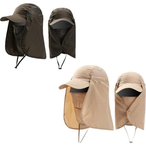 Outdoor Mountaineering Hiking Visor Outdoor Sports Fishing Uv Protection Face Neck Hat Visor Fashion Hat Riding Windproof Sand C