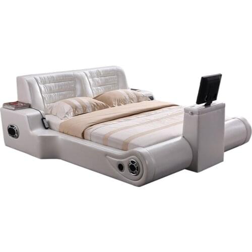 Intelligent massage bed movie and television leather bed 1.8m storage, modern simple master bedroom wedding bed