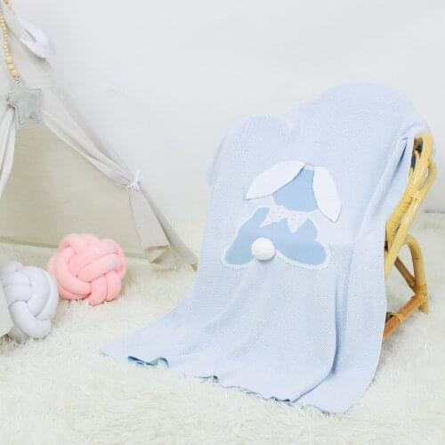 Baby Blankets 100%Cotton Knitted Newborn Boys Girls Bebe Sofa Stroller Blankets Cute Rabbit Toddler Infant Bedding Quilt For Bed