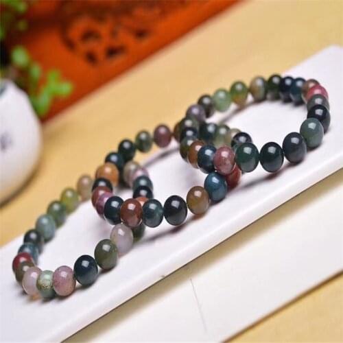 Crystal Jewelry Round Beads Natural water grass agate gemstone bracelet ink painting chalcedony Bracelets