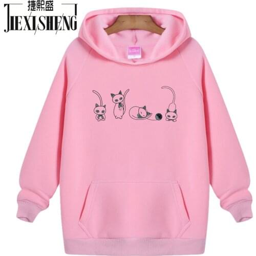 Casual hoodies women pullover Loose sweatshirts Cute cartoon printing hoodie Big size Newest sweatshirt Solid Color Hoody