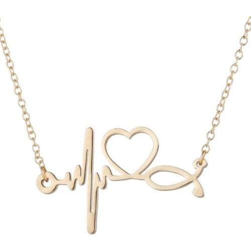 Doctor Medical Stethoscope Stainless Steel Love Heartbeat Pendant Fashion Female Chain on The Neck ECG Jewelry Collar Collier