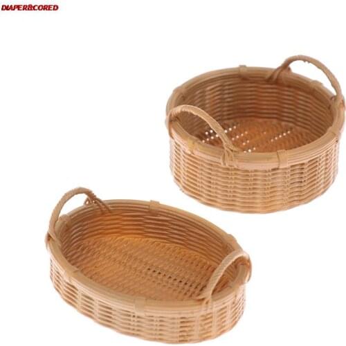 1:12 Dollhouse Miniature Resin Fruit Bread Basket Storage Basket Model Toys