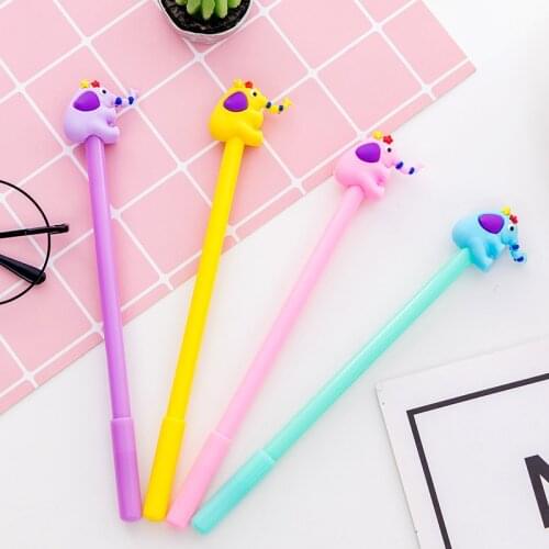 1pc Elephant Pen Wholesale Cute Creative Small Cai Xiang Cartoon Student Neutral Pens 0.5mm Black Student Stationery Wholesale