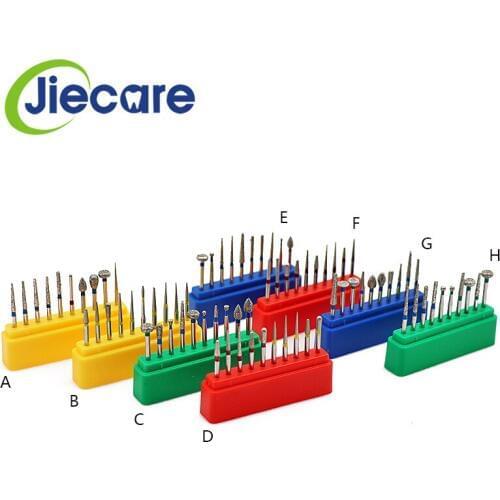 10 PCS/Set Dental Equipment Dental High Speed Bur Diamond Polishing Smoothing Tooth Preparation Bur With Holder Grinding Drill