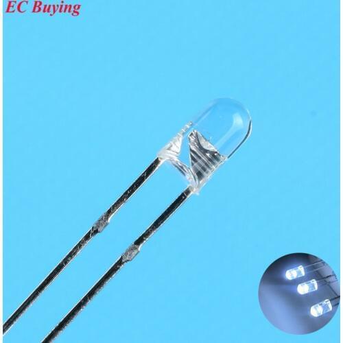 3mm White LED Round Boundless Light Emitting Diode Transparent Ultra Bright Lamp Plug-in DIY Kit Practice Endless DIP100 pcs/lot