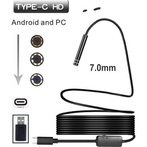 7MM 1/3/5Meters USB TYPE-C Inspection Endoscope Camera 6LED HD for S8 LG G5/G6/V20 Pixel P9/P10 Oneplus 2/3/3T Android Phone