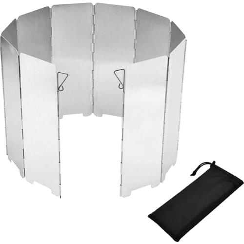 9/10 Plate Foldable Aluminum Outdoor Stove Wind Shield Gas Burner Windshield Wind Protector Picnic Camping Stove Windscreen