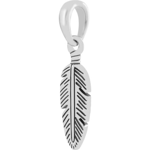 DIY Beads Spiritual Feather Necklace Pendant Sterling Silver Jewelry Making Fits Original 925 Silver Charms Bracelets For Woman
