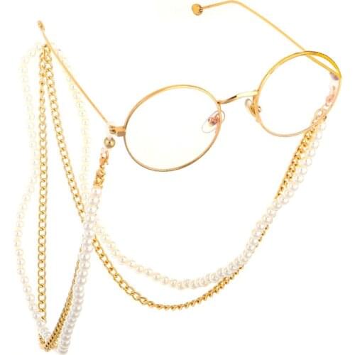 Women Sexy Multi-layer White Pearl Sunglasses Chain Chic Eyeglasses Reading Glasses Chain Cord Holder
