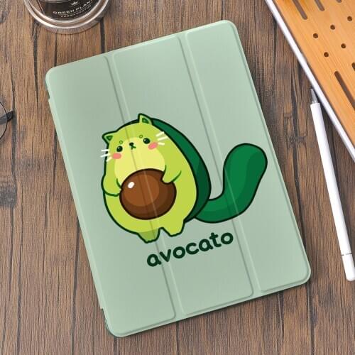 Cute Avocado Cat for iPad Air 4 Case 10.2 8th 7th 12.9 Pro 11 Funda 2020 With Pencil Holder 9.7 Mini 5 Cover 10.5 Air 2 3