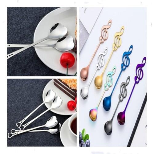 New Heart Shape Stainless Steel Coffee Spoon Dessert Sugar Stirring Spoon Ice Cream yogurt Honey Spoon Household Kitchen Gift