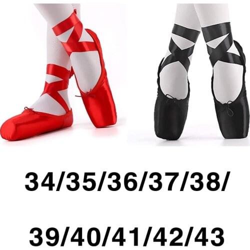 Toddler Girl & Adult Pointe Ballet Shoes with Ribbon Lace up Shoes Dancewear